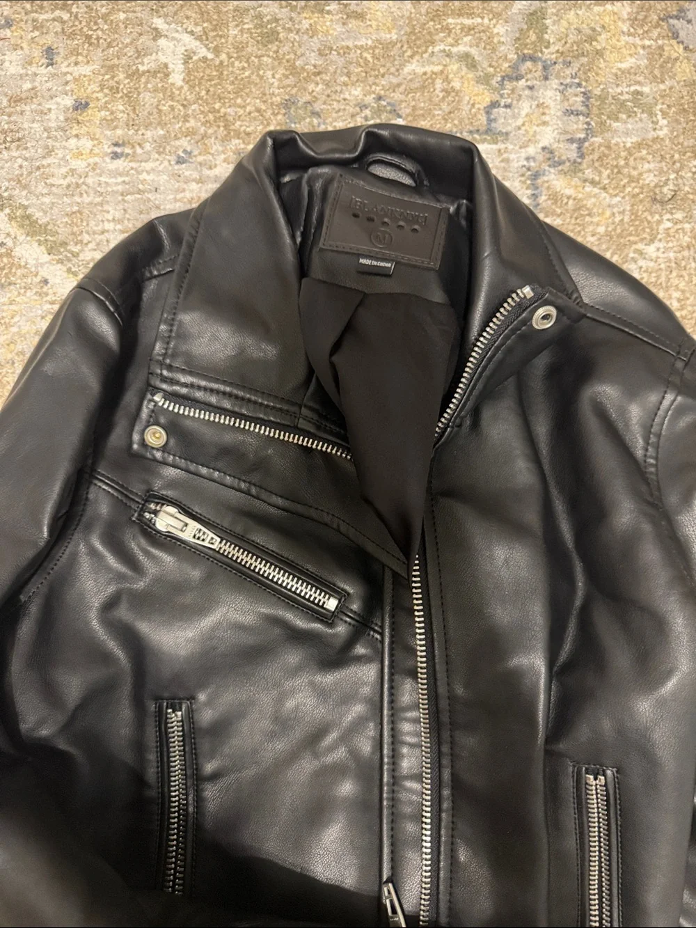 Blank NYC Black Leather Moto Jacket with Silver Hardware